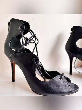 Vince Camuto Black leather Lace-Up Stiletto Heels